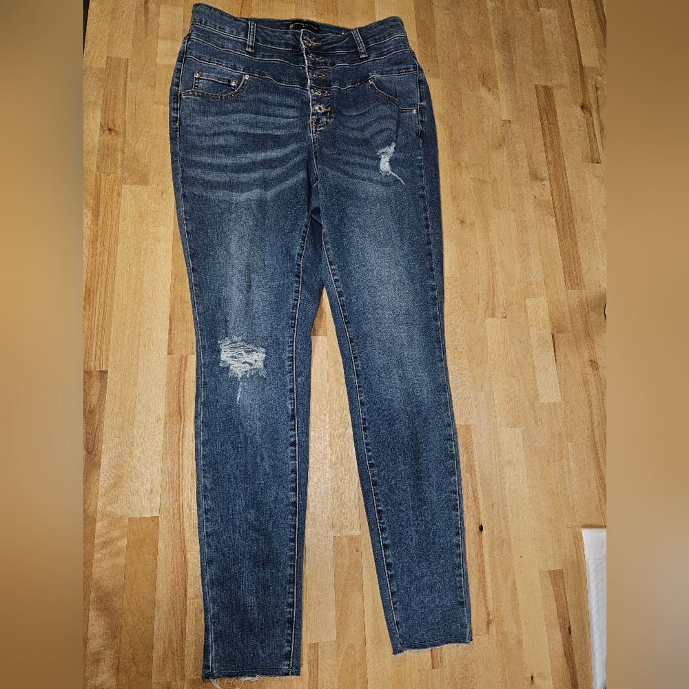 Fashion to Figure Blue Skinny Jeans with Distressed Details
